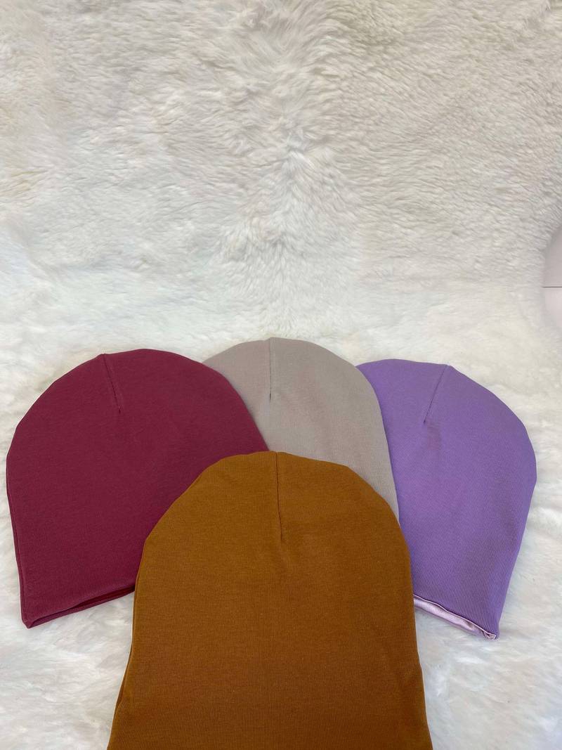 Satin-Lined Jersey Beanies