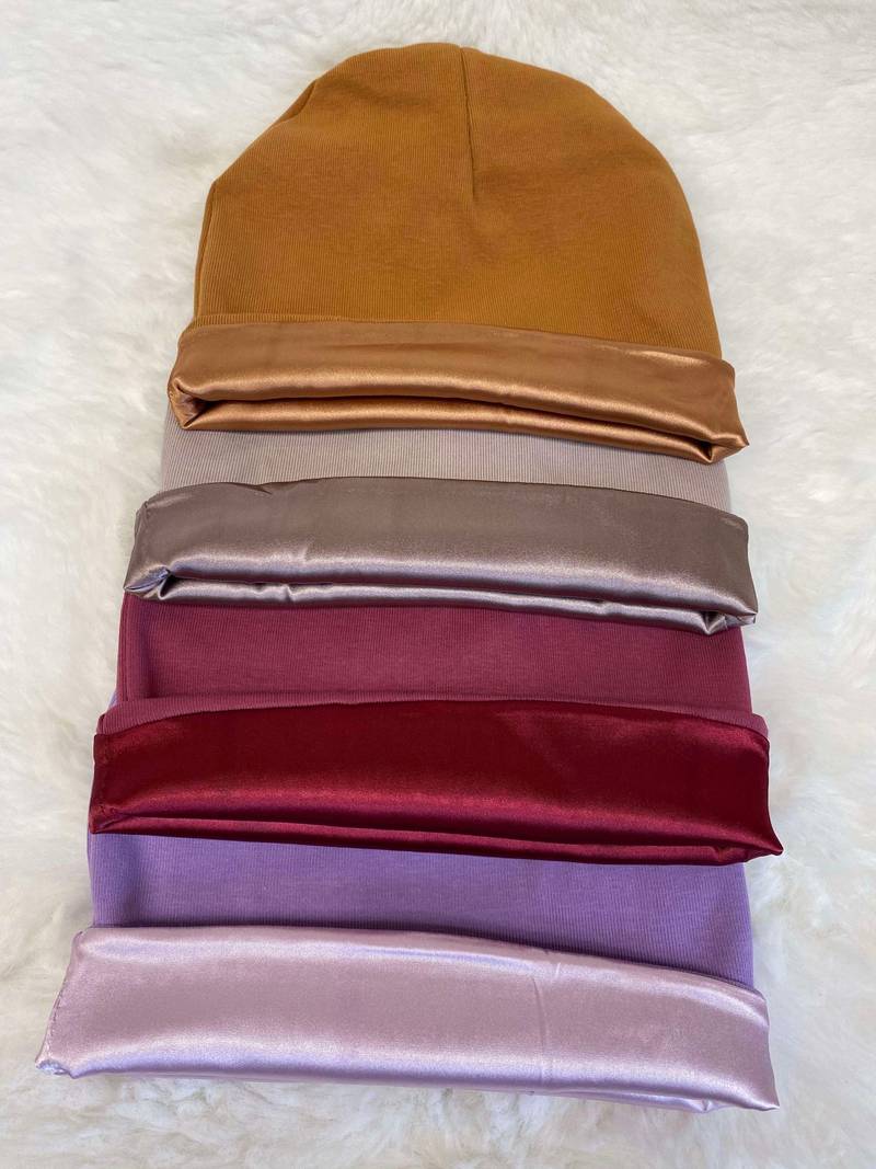 Satin-Lined Jersey Beanies