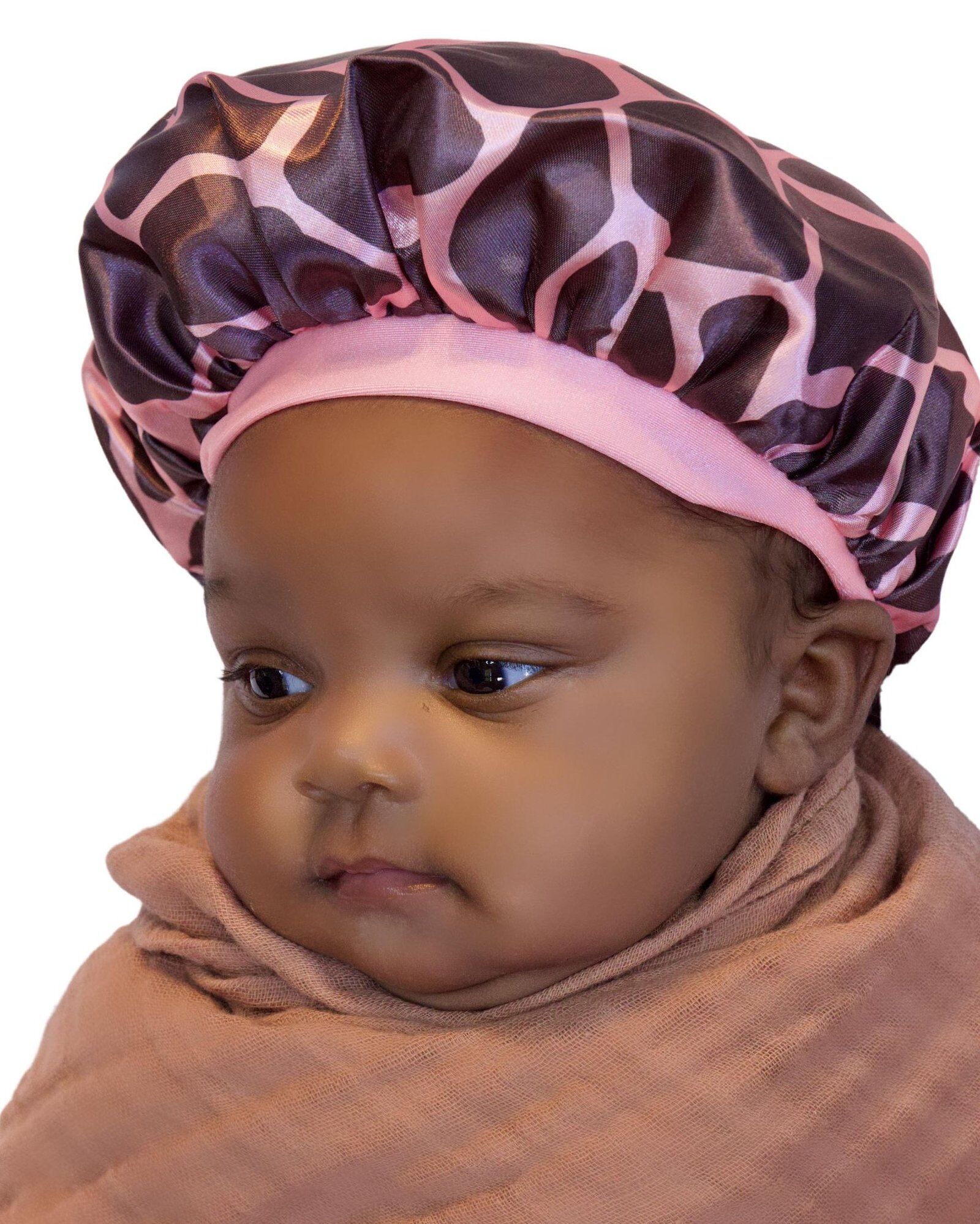 Baby Satin Bonnet – Pink Giraffe KRADDLE KAP | Baby Bonnets