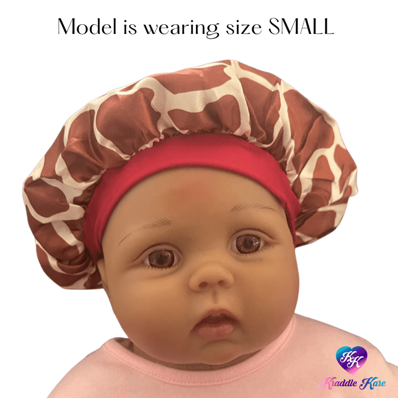 Classic Giraffe Baby Satin Bonnet